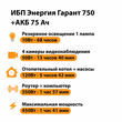 ИБП для котла Энергия Гарант 750 + Аккумулятор 75 Ач 12 В (450Вт - 91мин) - ИБП и АКБ - ИБП для котлов - omvolt.ru